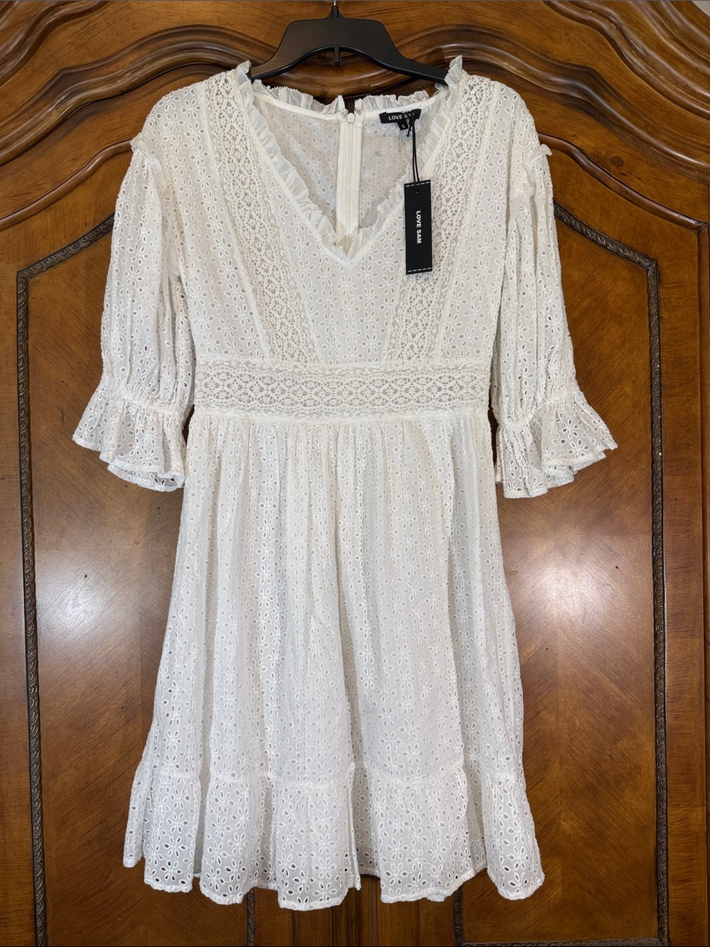 White Eyelet Love Sam by anthropology Lace Mini Dress